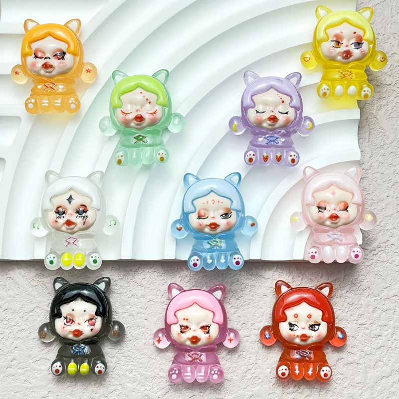 Luminous Sitting Jasmine Girl Resin Accessories Diy Handmade Hairpin Shoe Buckle Mobile Phone Case Sticker Sale - Image 5